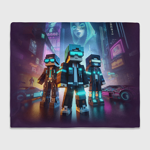 Плед Minecraft - neon metropolis ai art / 3D-Велсофт – фото 1