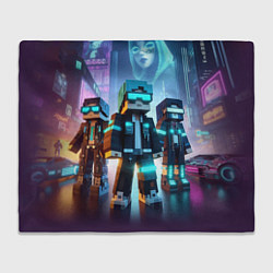 Плед Minecraft - neon metropolis ai art