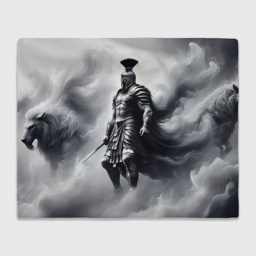 Плед Спартанский воин среди львов / 3D-Велсофт – фото 1