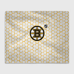 Плед флисовый Бостон Брюинз - белые соты, цвет: 3D-велсофт