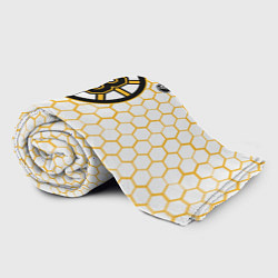 Плед флисовый Бостон Брюинз - белые соты, цвет: 3D-велсофт — фото 2