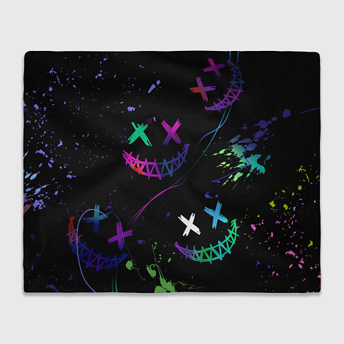 Плед Неновые краски - лица крипи смайл / 3D-Велсофт – фото 1