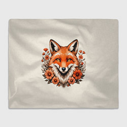 Плед флисовый Japanese fox in flowers, цвет: 3D-велсофт