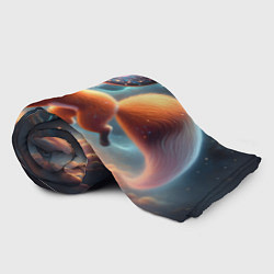 Плед флисовый Лиса бежит по космическому простору, цвет: 3D-велсофт — фото 2