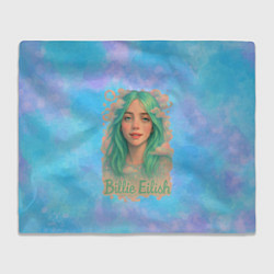 Плед флисовый Билли Айлиш с зелеными волосами, цвет: 3D-велсофт