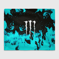 Плед флисовый Monster energy голубой огонь, цвет: 3D-велсофт