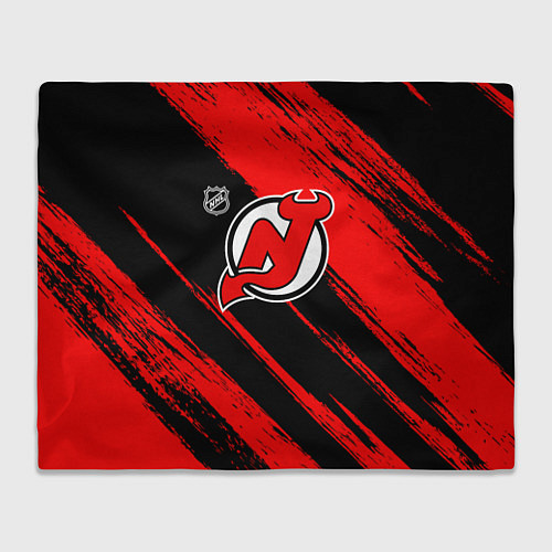 Плед Нью Джерси Девилз - красные потертости / 3D-Велсофт – фото 1