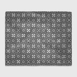 Плед флисовый Черно белый кружевной узор, цвет: 3D-велсофт