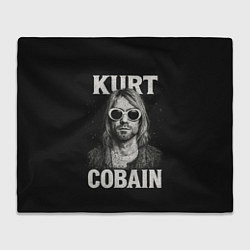 Плед флисовый Курт Кобейн - гранж-арт, цвет: 3D-велсофт