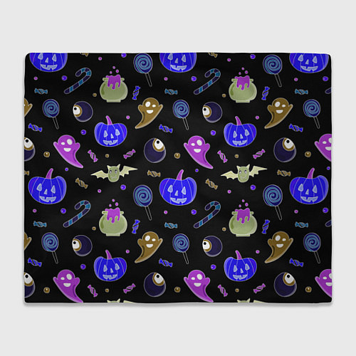 Плед Halloween blue black pumpkin / 3D-Велсофт – фото 1