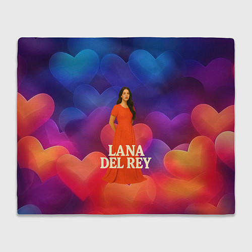 Плед Lana Del Rey на фоне сердечек / 3D-Велсофт – фото 1