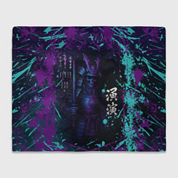 Плед флисовый Призрачный самурай - неоновый арт, цвет: 3D-велсофт