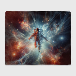 Плед флисовый Космонавт в космической туманности, цвет: 3D-велсофт