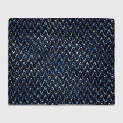 Плед флисовый Тёмно-синий волнистые полосы, цвет: 3D-велсофт