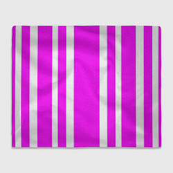 Плед флисовый Color white pink stripes, цвет: 3D-велсофт