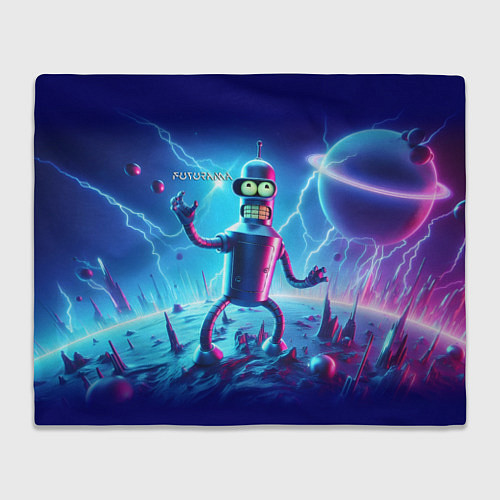 Плед Bender on neon planet - ai art fantasy / 3D-Велсофт – фото 1