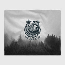 Плед флисовый Лес мой храм - медведь бог лесов, цвет: 3D-велсофт