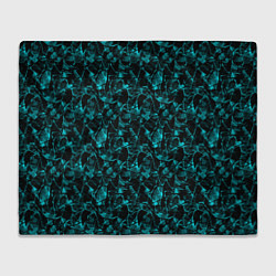 Плед флисовый Голубой с черным абстрактный узор, цвет: 3D-велсофт