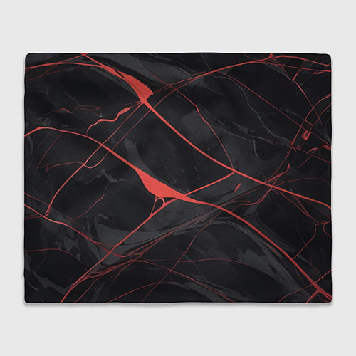 Плед Текстура мрамора с красными полосками / 3D-Велсофт – фото 1