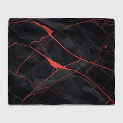 Плед флисовый Текстура мрамора с красными полосками, цвет: 3D-велсофт