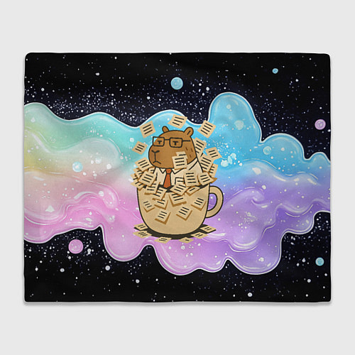 Плед Менеджер капибара в кружке в стикерах / 3D-Велсофт – фото 1