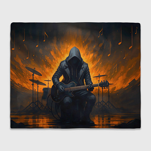 Плед Гитарист играющий в пламени / 3D-Велсофт – фото 1