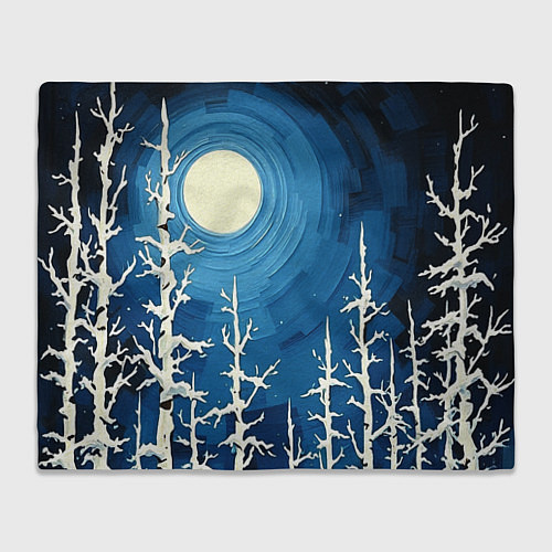 Плед Полнолуние и берёзы акрилом / 3D-Велсофт – фото 1