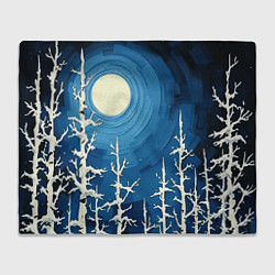 Плед Полнолуние и берёзы акрилом