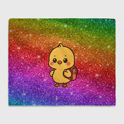 Плед флисовый Цыпленок школьник с рюкзаком, цвет: 3D-велсофт