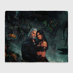 Плед флисовый Йеннифэр и Геральт снова вместе, цвет: 3D-велсофт