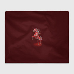 Плед флисовый Красная огненная лошадь символ 2026 года, цвет: 3D-велсофт