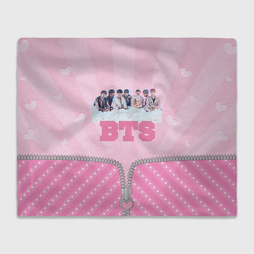 Плед BTS розовый фон с застежкой / 3D-Велсофт – фото 1