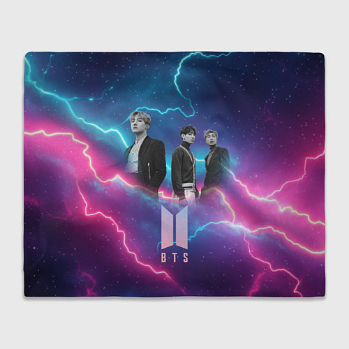 Плед BTS на фоне молний / 3D-Велсофт – фото 1