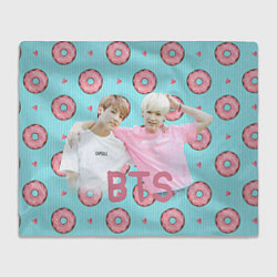 Плед флисовый BTS на фоне пончиков, цвет: 3D-велсофт