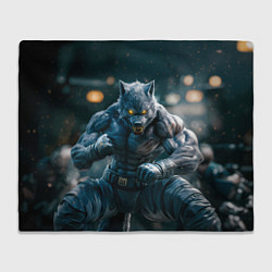 Плед флисовый Волк боец, цвет: 3D-велсофт