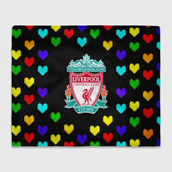 Плед флисовый Ливерпуль пиксельные сердца, цвет: 3D-велсофт