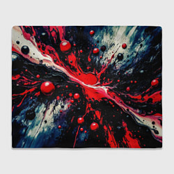 Плед флисовый Разлитая красная масляная краска на чёрном, цвет: 3D-велсофт