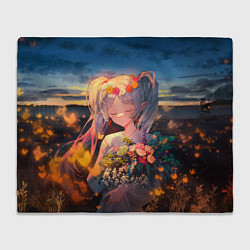 Плед флисовый Фрирен с цветами, цвет: 3D-велсофт