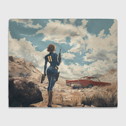 Плед флисовый Fallout девушка в пустоши, цвет: 3D-велсофт