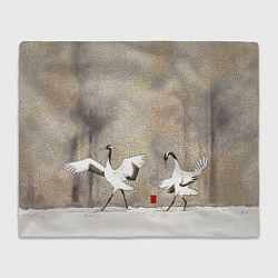 Плед флисовый Журавли на снегу, цвет: 3D-велсофт