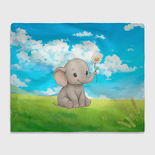 Плед Слоненок с цветочком / 3D-Велсофт – фото 1