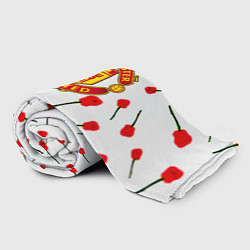 Плед флисовый Манчестер Юнайтед розы паттерн, цвет: 3D-велсофт — фото 2