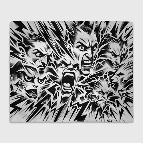 Плед Свирепые лица и молнии - нейроарт / 3D-Велсофт – фото 1