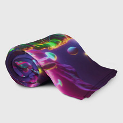 Плед флисовый Космонавт Шрук в неоновом скафандре на загадочной, цвет: 3D-велсофт — фото 2