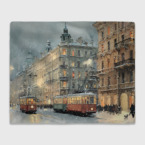 Плед Трамваи в зимнем Санкт-Петербурге / 3D-Велсофт – фото 1