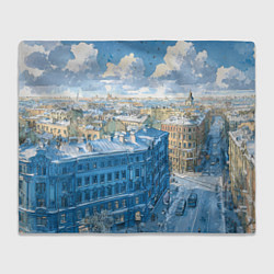 Плед флисовый Зимний утренний Питер, цвет: 3D-велсофт