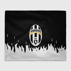 Плед флисовый Ювентус белый огонь текстура, цвет: 3D-велсофт