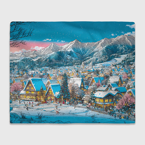 Плед Новогодняя деревушка в горах / 3D-Велсофт – фото 1