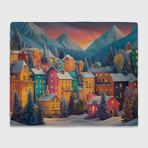 Плед Новогодний город в горах / 3D-Велсофт – фото 1