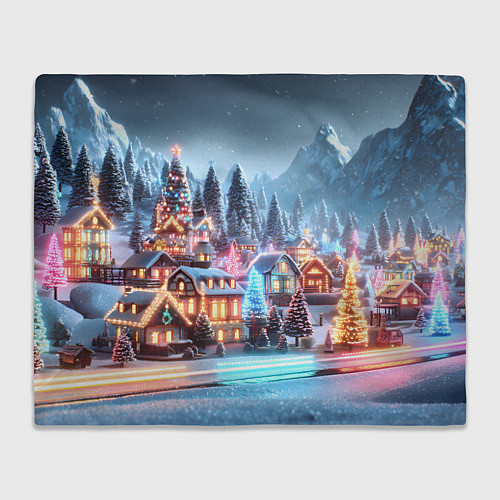 Плед Городок в новогодних огоньках / 3D-Велсофт – фото 1